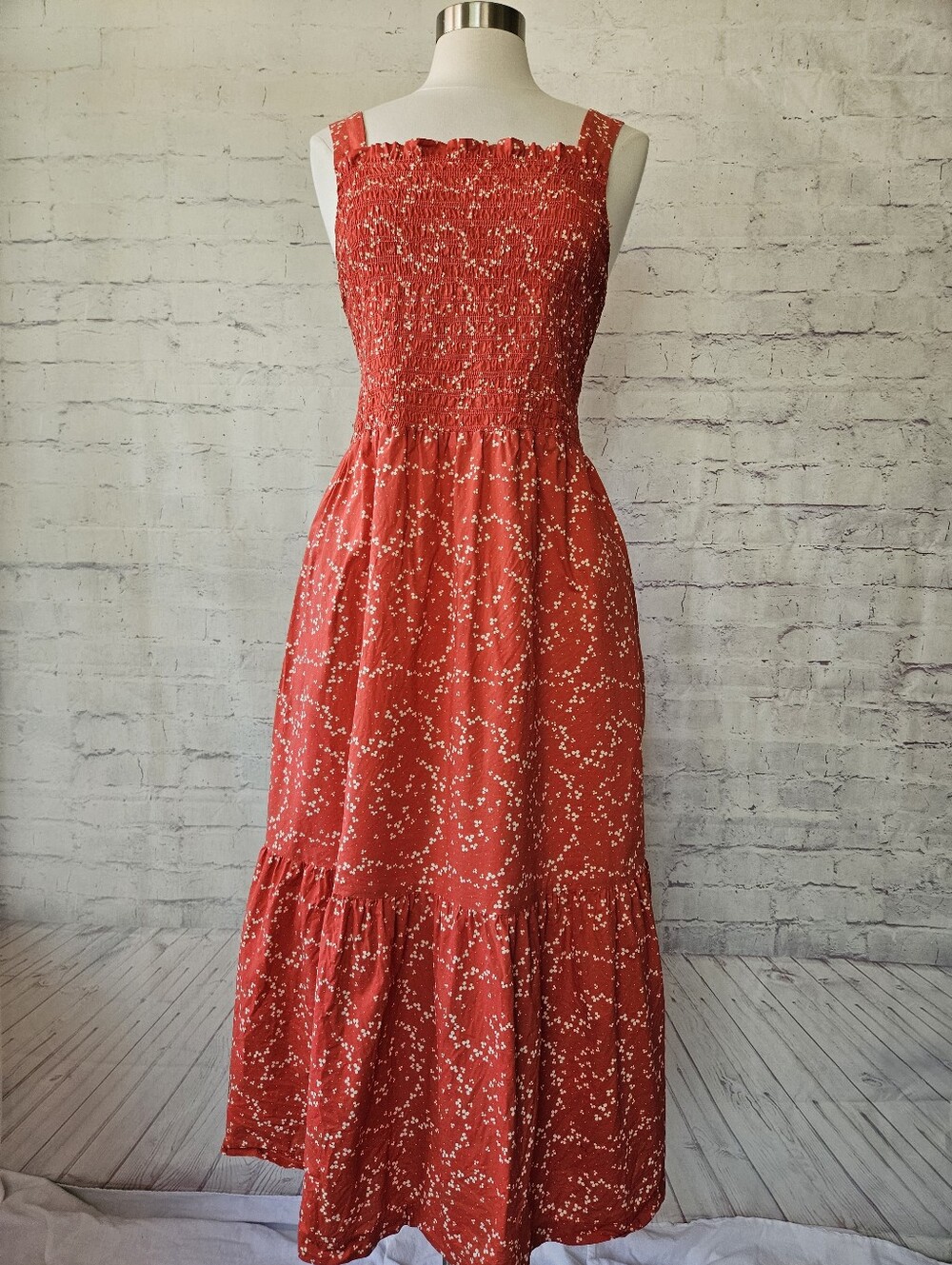 Everlane The Smock Dress Red Floral Medium